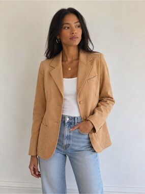 Vintage Leo Chevalier Brodkin Ultrasuede Camel blazer Jacket union made in Can